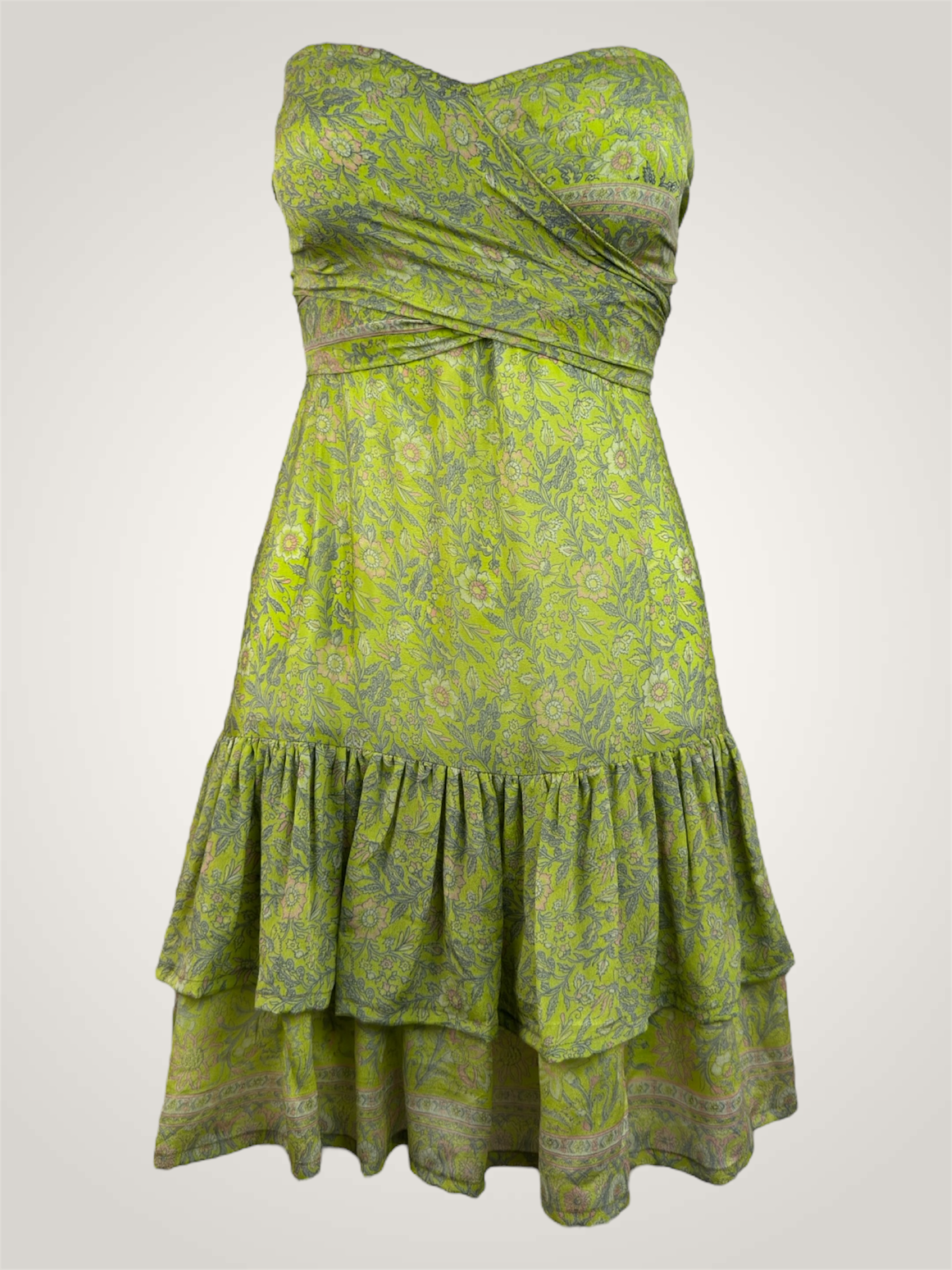 Robe jupe soie recyclée - vert anis