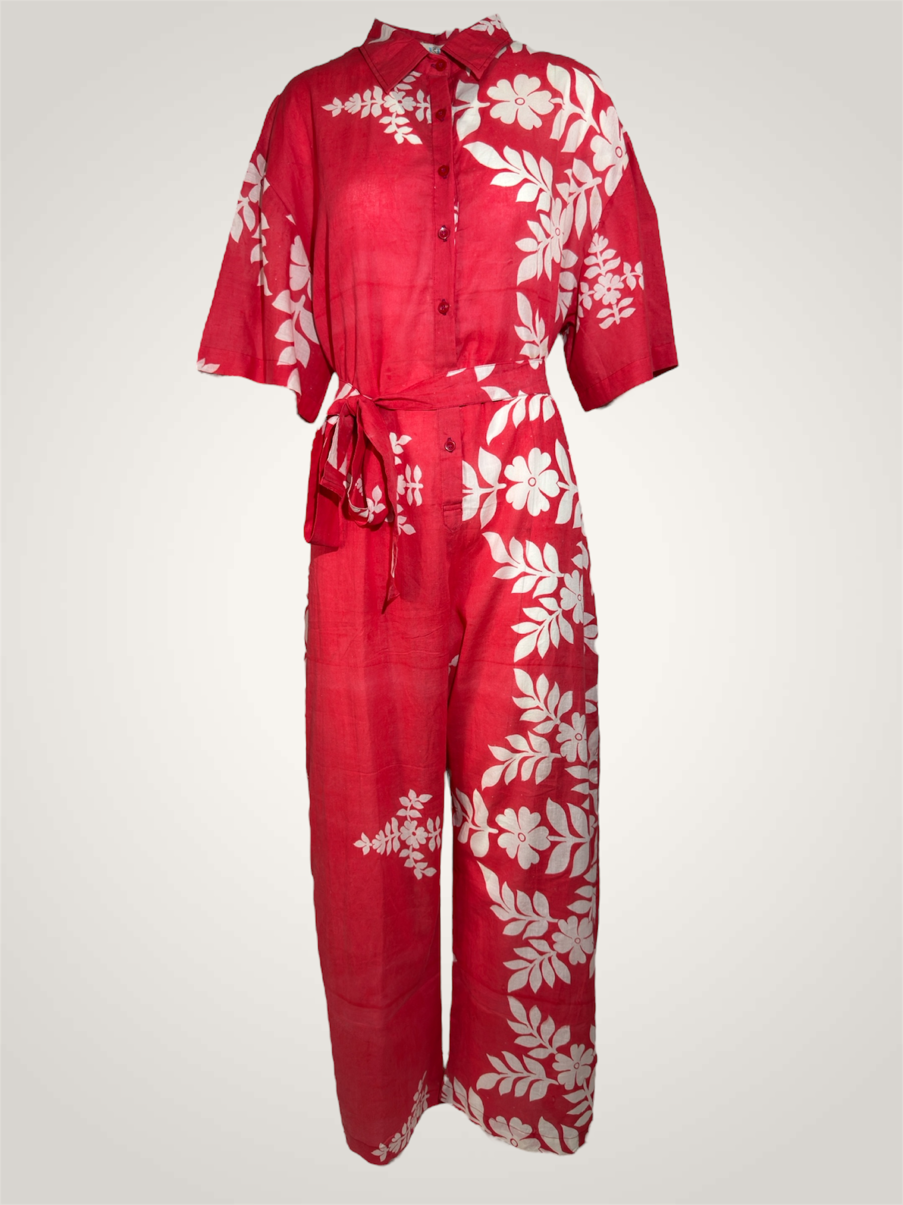 Combinaison voile de coton - rouge floral