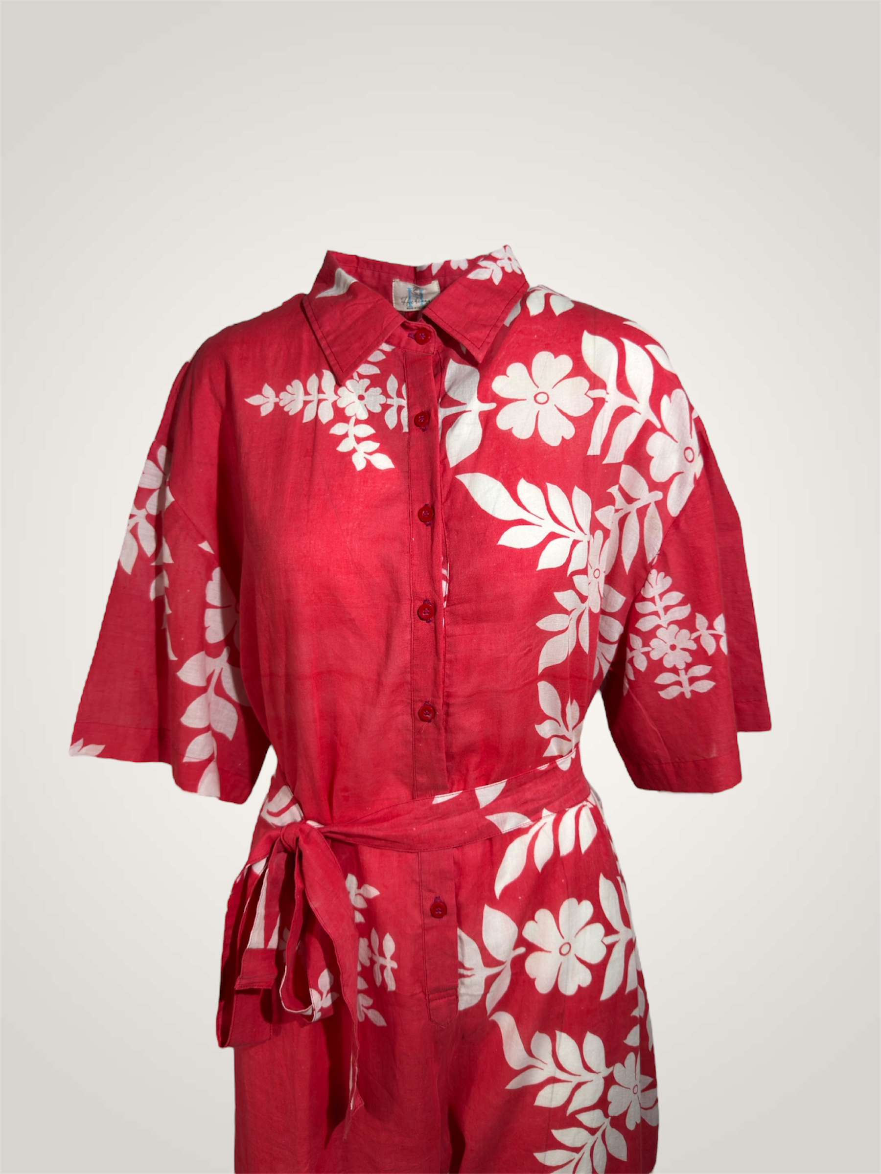 Combinaison voile de coton - rouge floral