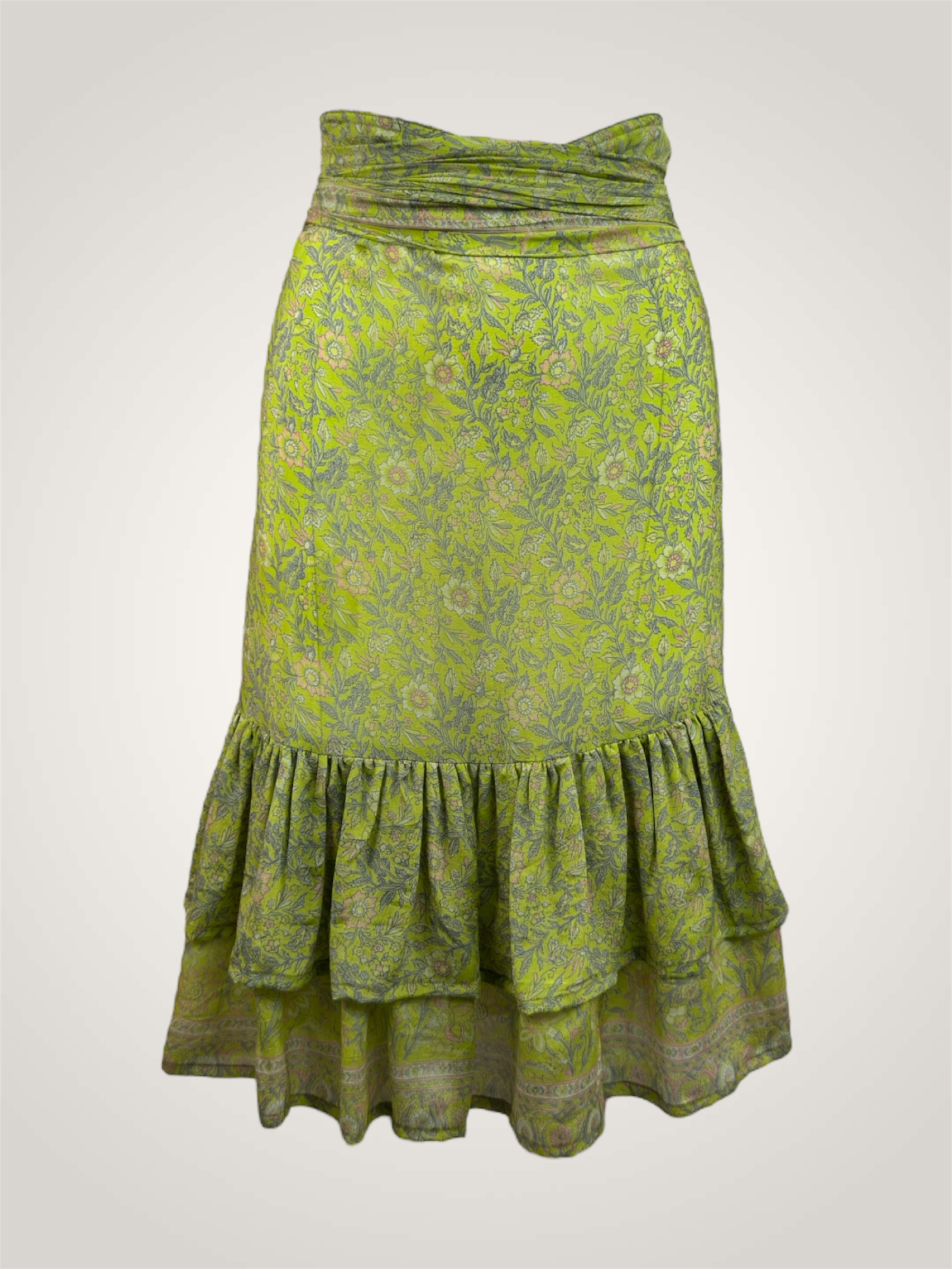 Robe jupe soie recyclée - vert anis