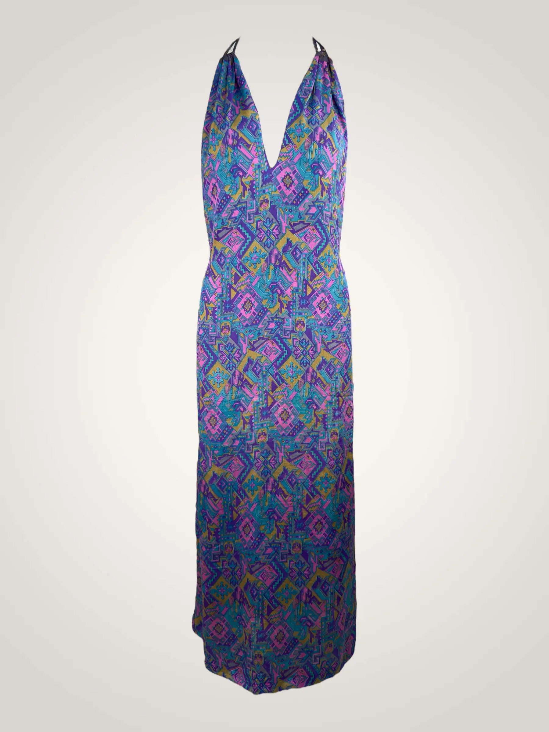 Robe dos nue réversible soie recyclée - pièce unique