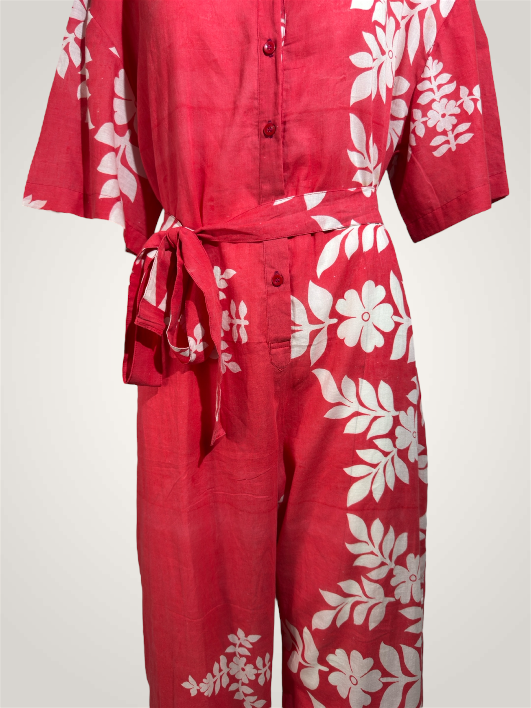 Combinaison voile de coton - rouge floral