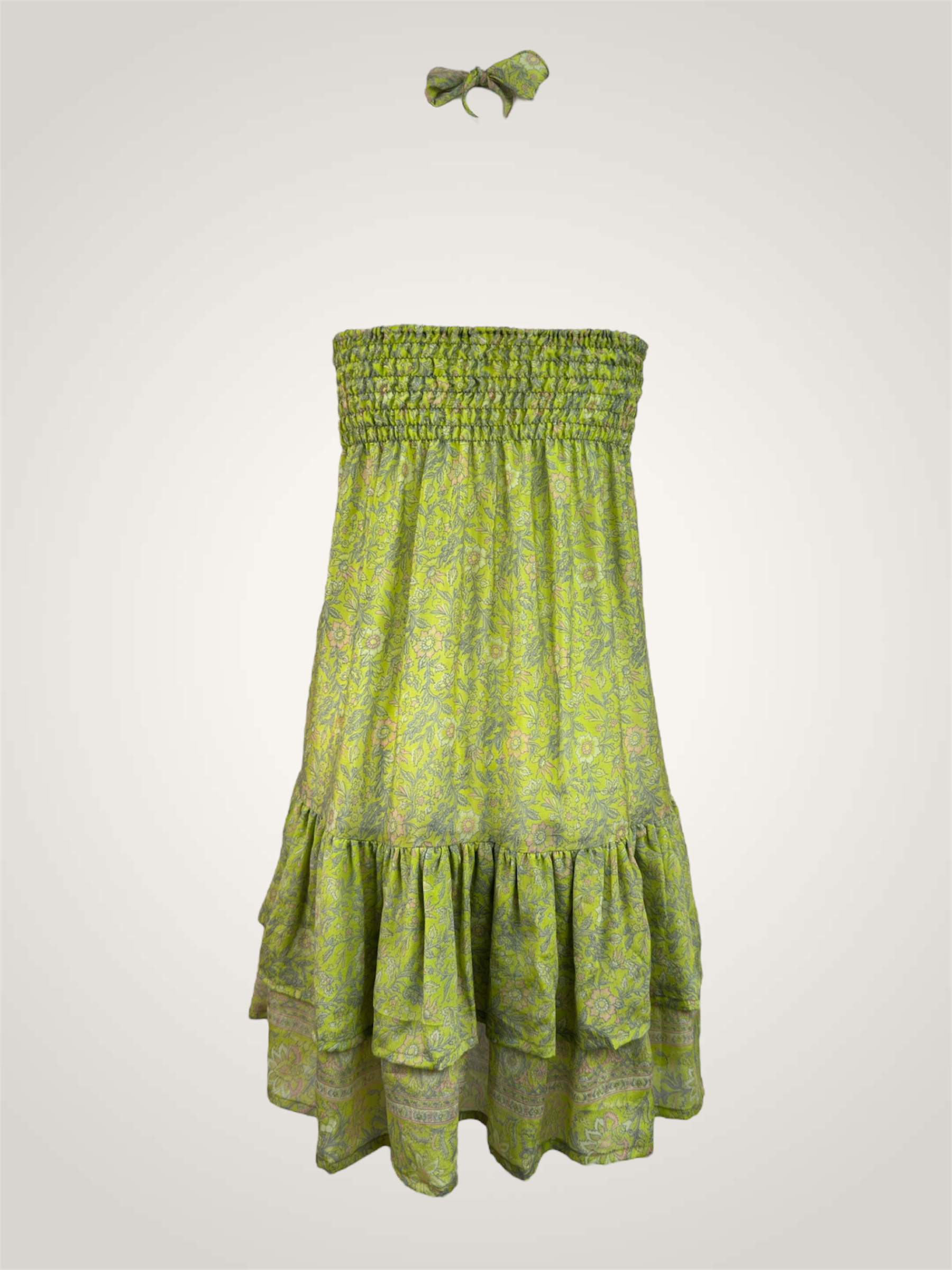 Robe jupe soie recyclée - vert anis