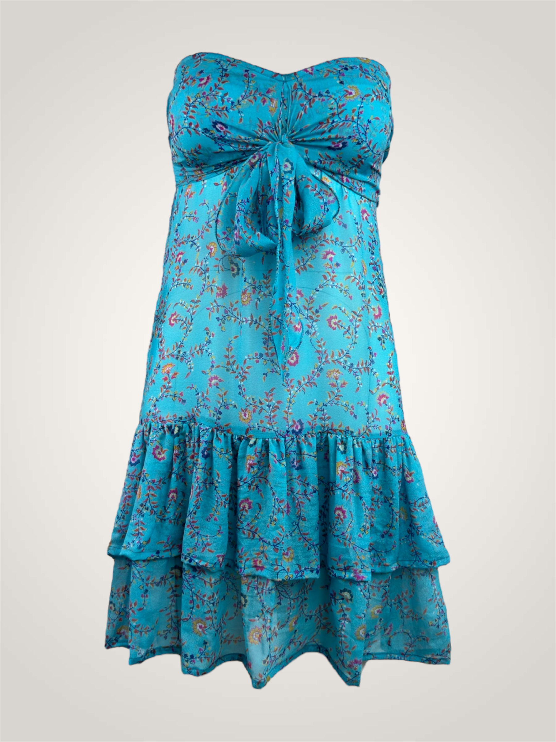 Robe jupe soie recyclée - turquoise