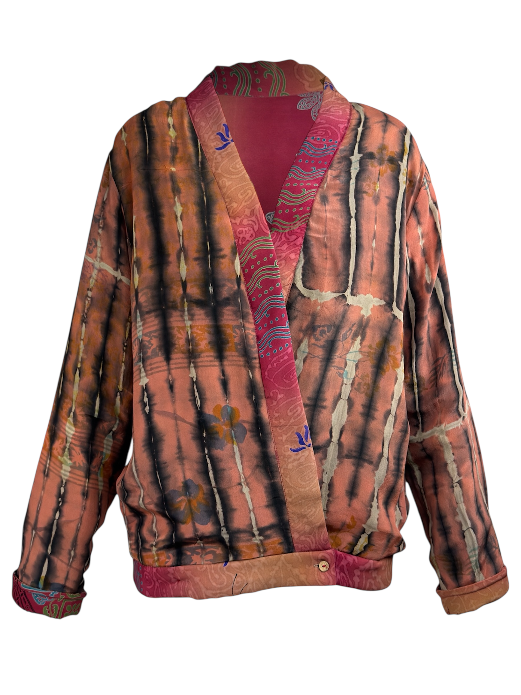 Veste kimono réversible Soie - Pièce unique