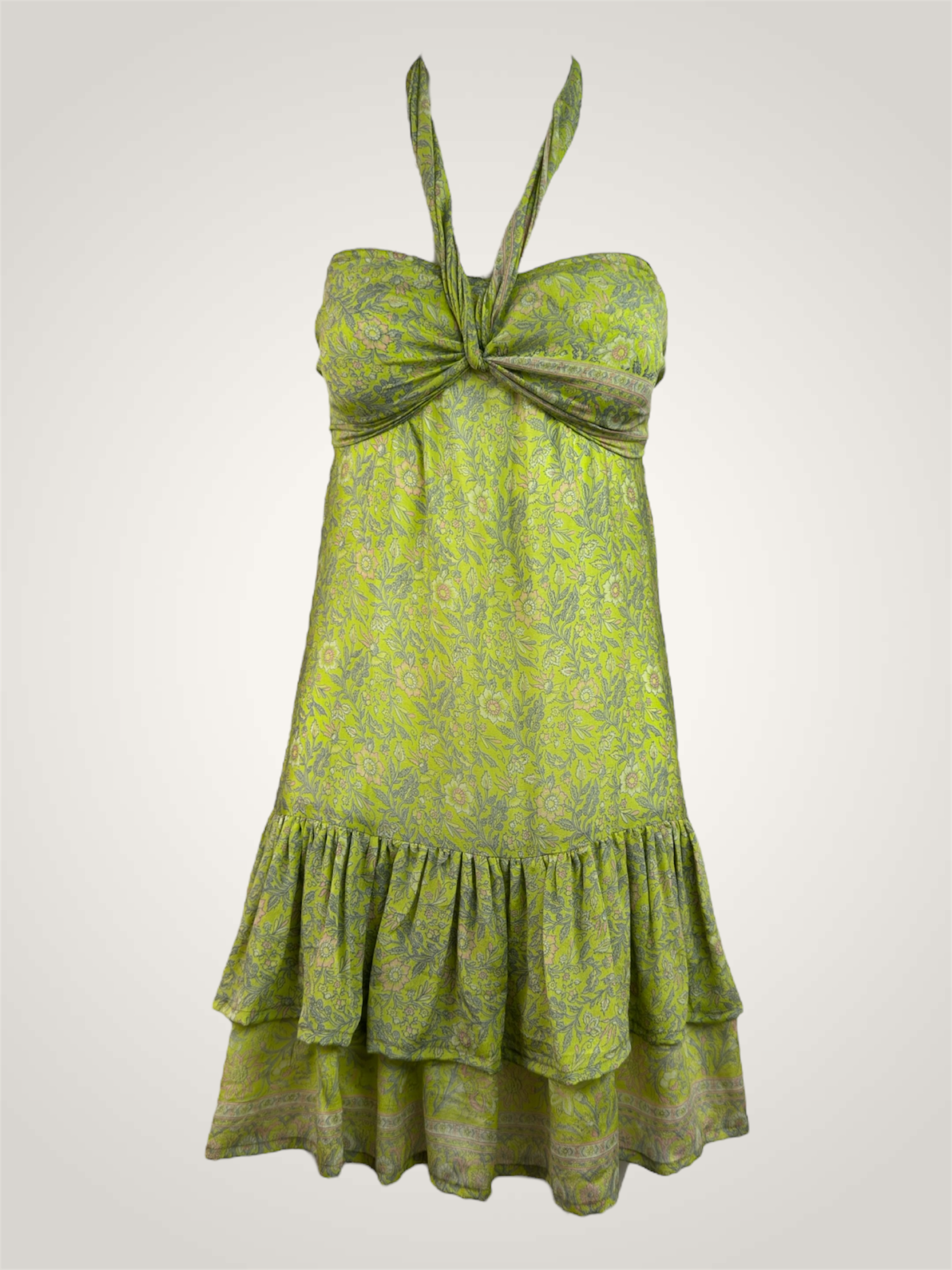 Robe jupe soie recyclée - vert anis