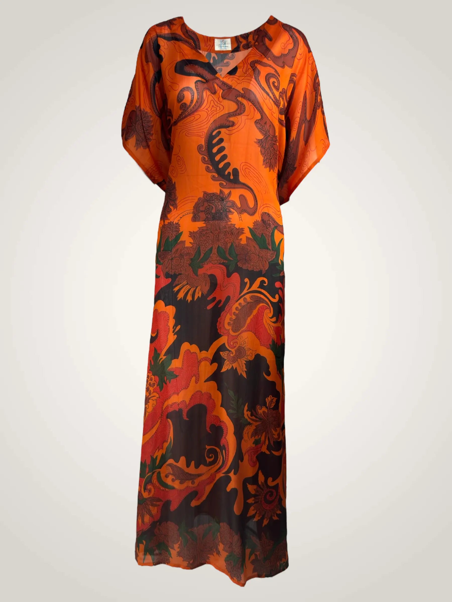 Kaftan soie recyclée -               pièce unique