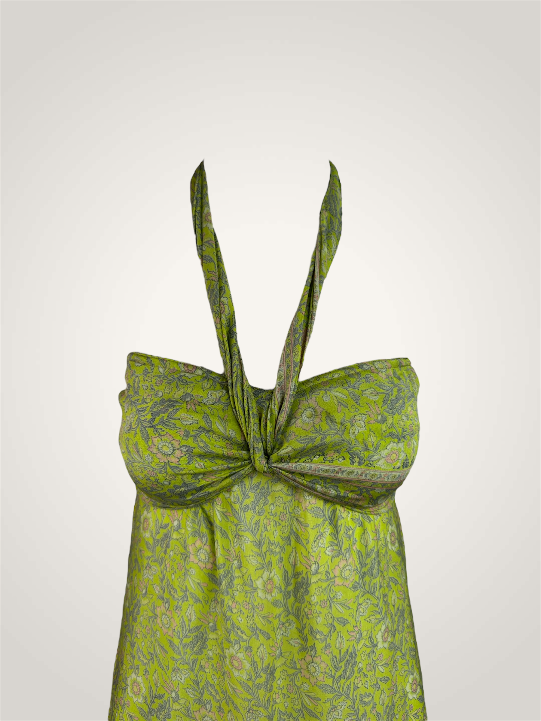 Robe jupe soie recyclée - vert anis