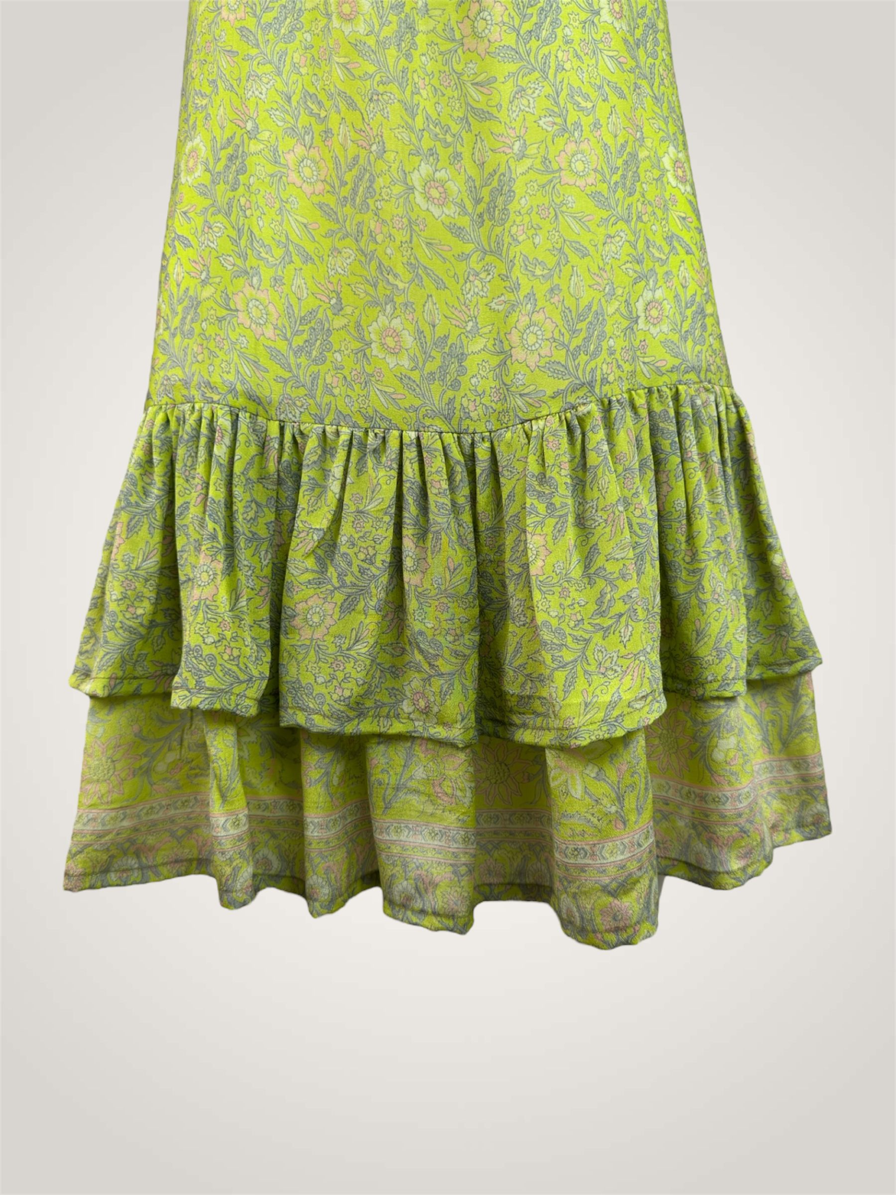 Robe jupe soie recyclée - vert anis