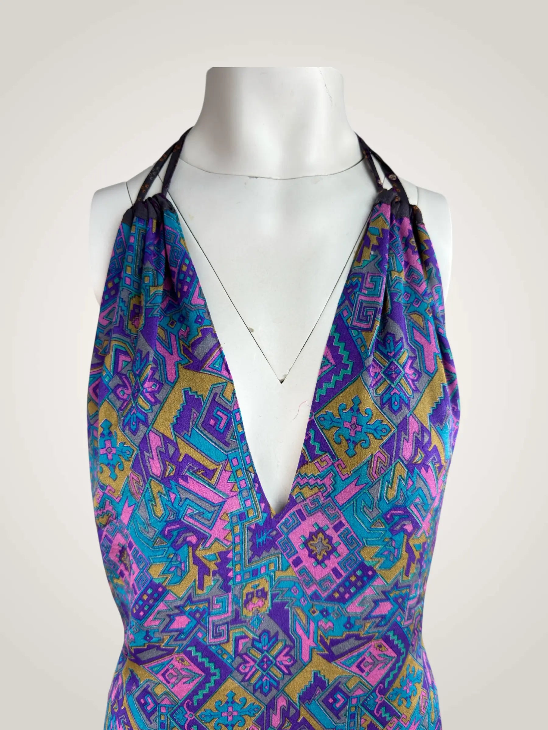 Robe dos nue réversible soie recyclée - pièce unique